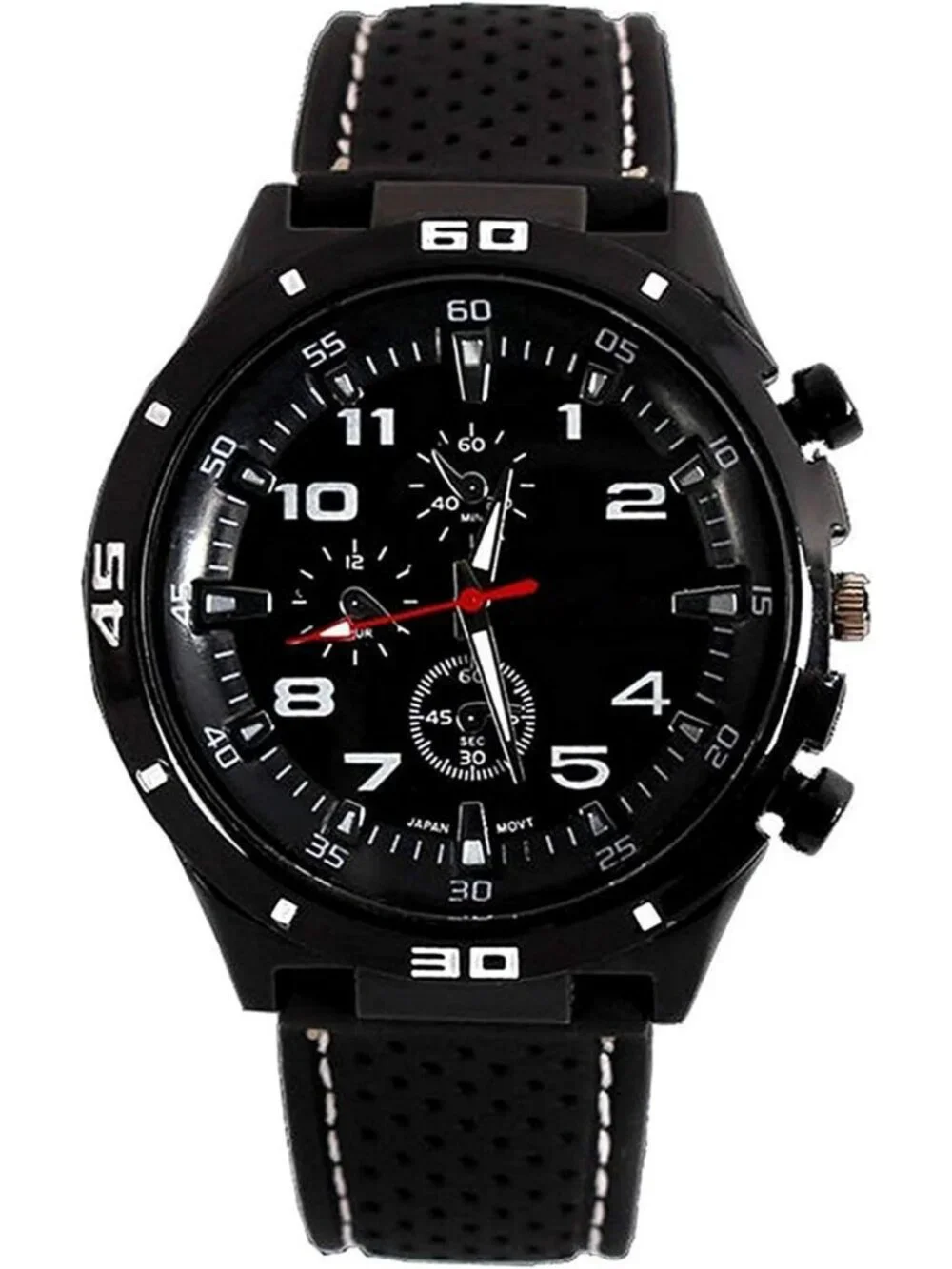 Mens All Black Analog Quartz GT Racer Sport Military Pilot Aviator Classic Watch